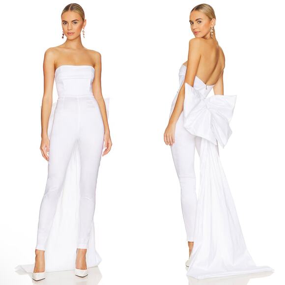 NWT Nookie Reese Strapless Bow Jumpsuit in White Size Medium